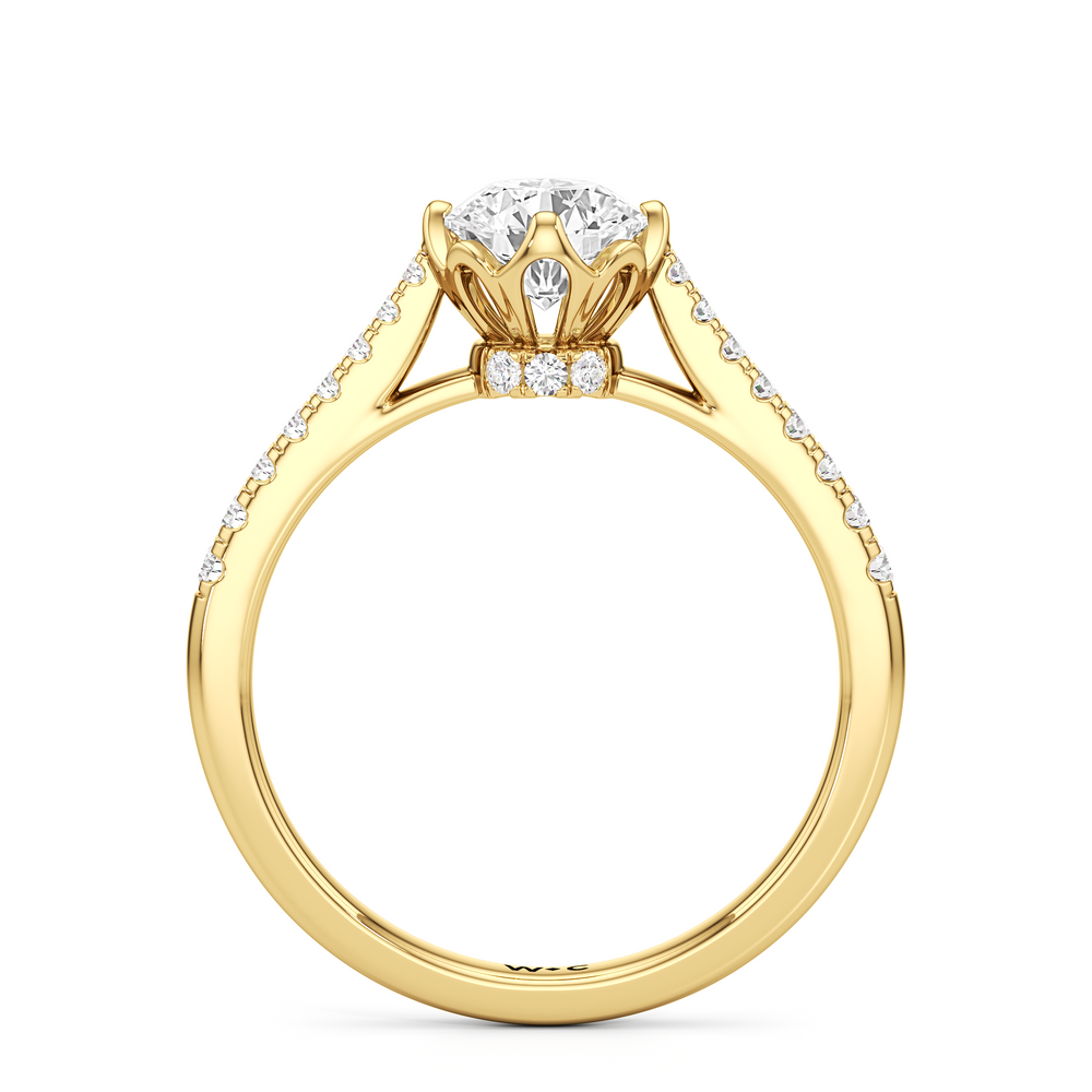 The Millie Engagement Ring with Round Cut Diamond in 14KT Yellow Gold view 2
