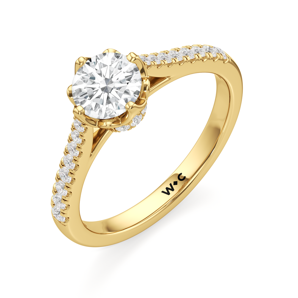 The Millie Engagement Ring with Round Cut Diamond in 14KT Yellow Gold view 3
