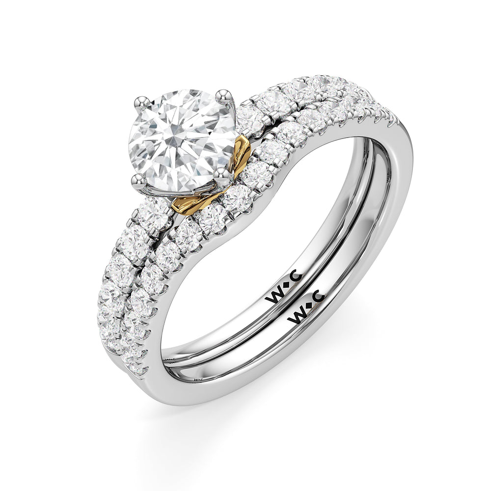 The Meredith Diamond Wedding Band with Platinum Cut Diamond in 14KT Platinum view 4
