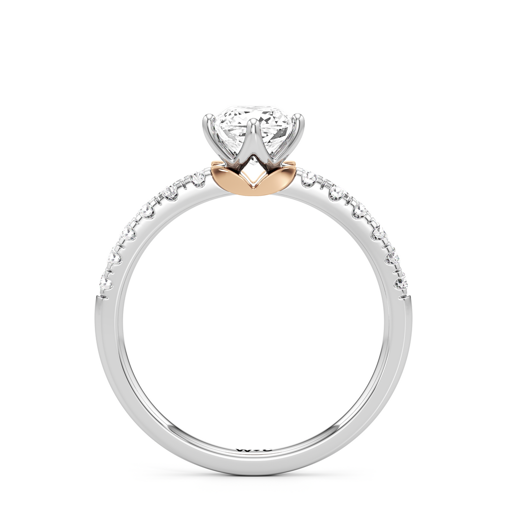The Meredith Engagement Ring with Cushion Cut Diamond in 14KT White/Rose Gold view 3
