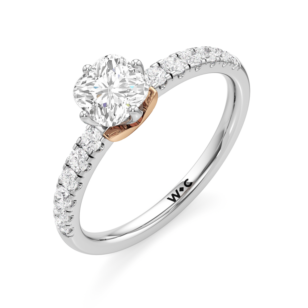 The Meredith Engagement Ring with Cushion Cut Diamond in 14KT White/Rose Gold view 2
