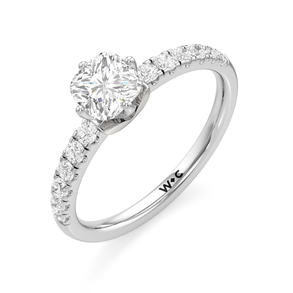The Meredith Engagement Ring with Cushion Cut Diamond in 14KT Platinum view 2
