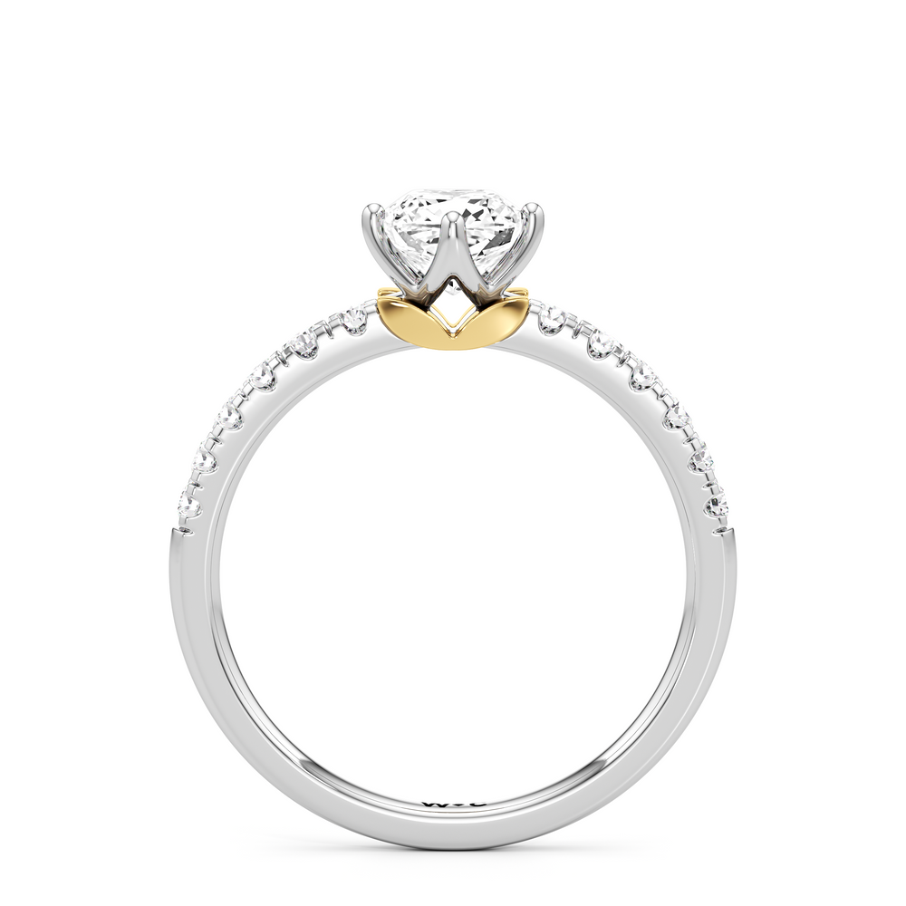 The Meredith Engagement Ring with Cushion Cut Diamond in 14KT White/Yellow Gold view 3
