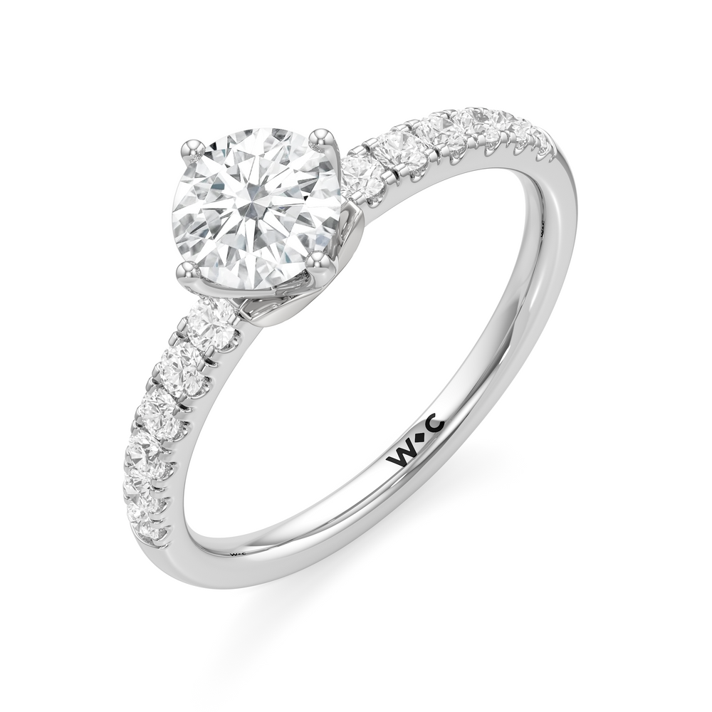 The Meredith Engagement Ring with Round Cut Diamond in 14KT Platinum view 2
