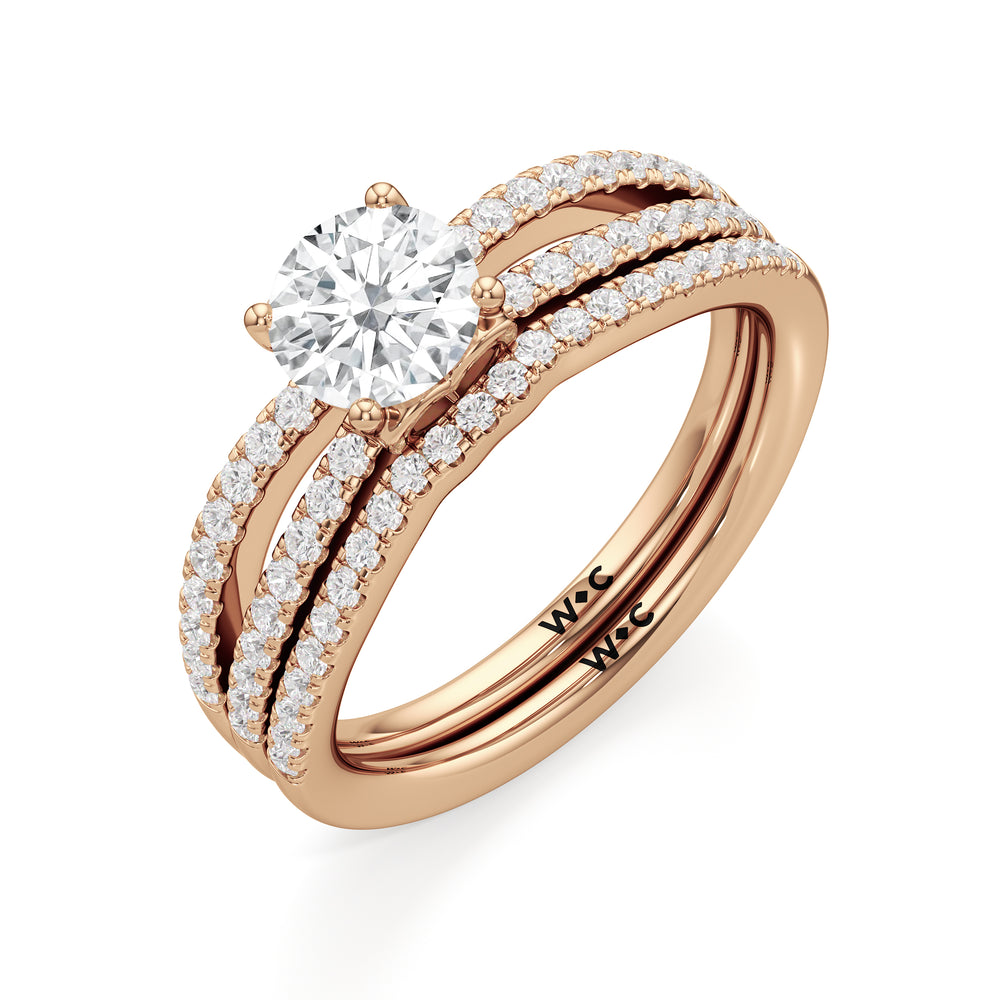 The Phoebe Diamond Wedding Band with 18KT Rose Gold Cut Diamond in 14KT Rose Gold view 4
