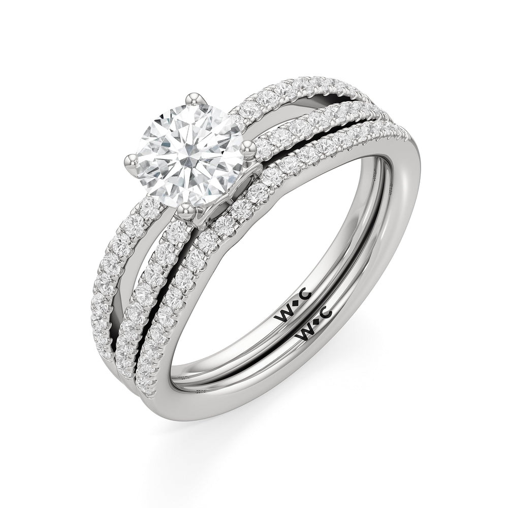 The Phoebe Diamond Wedding Band with Platinum Cut Diamond in 14KT Platinum view 4
