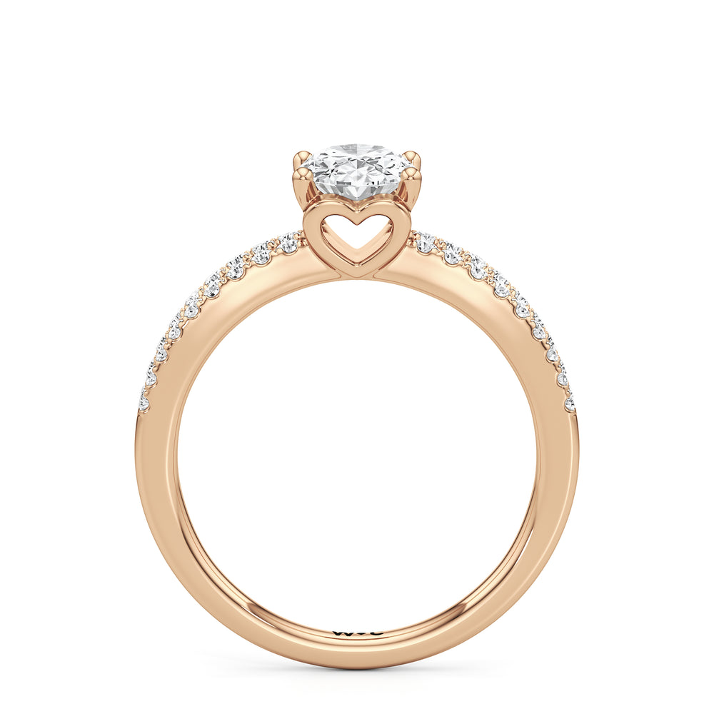 The Phoebe Engagement Ring with Oval Cut Diamond in 14KT Rose Gold view 2
