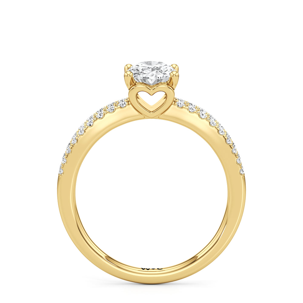 The Phoebe Engagement Ring with Oval Cut Diamond in 14KT Yellow Gold view 2
