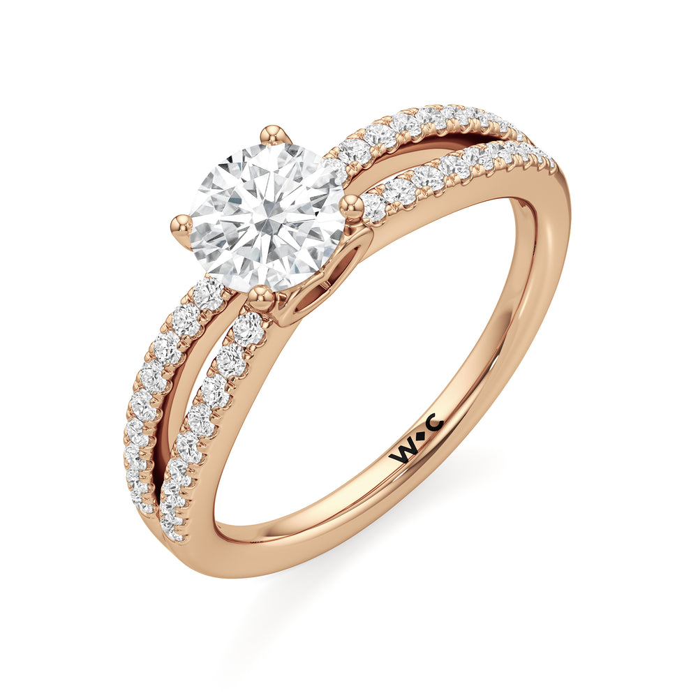 The Phoebe Engagement Ring with Round Cut Diamond in 14KT Rose Gold view 3
