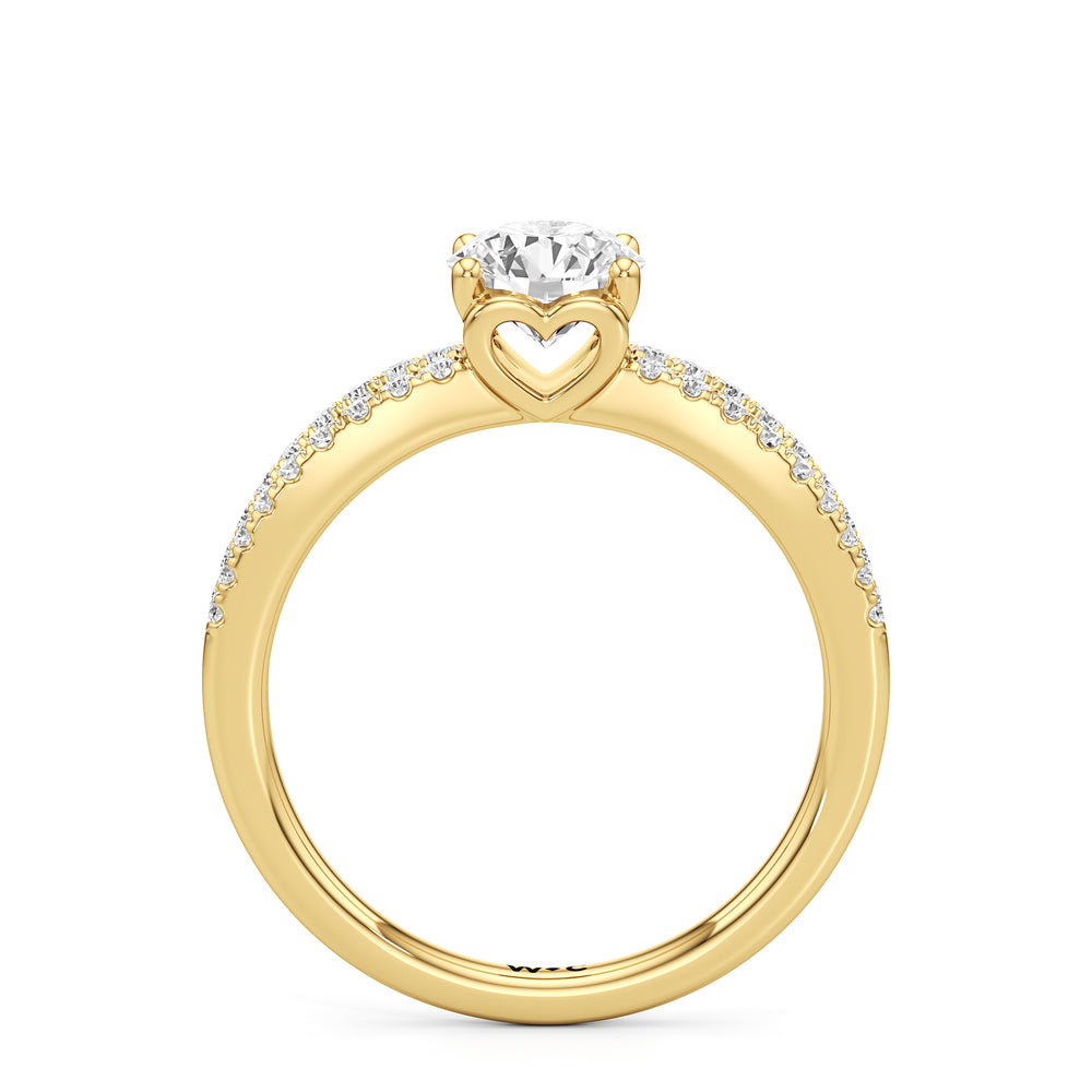 The Phoebe Engagement Ring with Round Cut Diamond in 14KT Yellow Gold view 2
