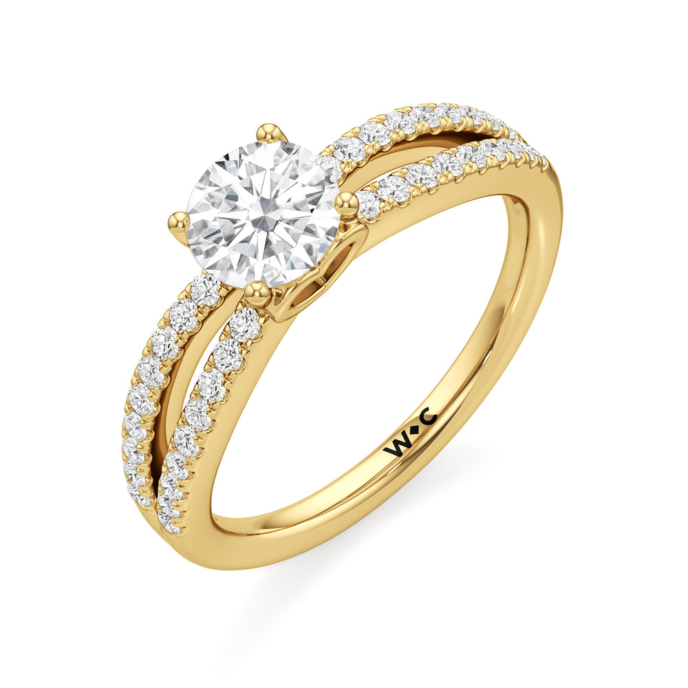 The Phoebe Engagement Ring with Round Cut Diamond in 14KT Yellow Gold view 3
