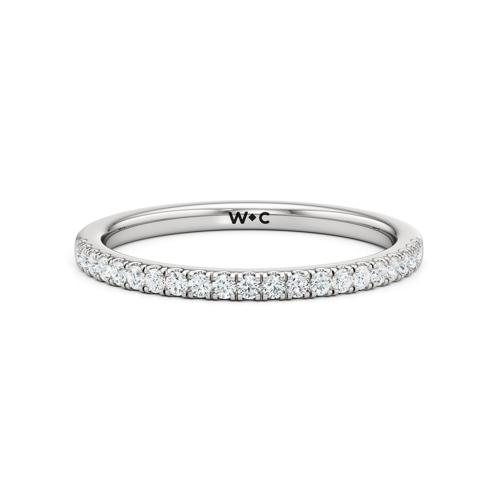 The Alice Diamond Wedding Band with Platinum Cut Diamond in 14KT Platinum view 1
