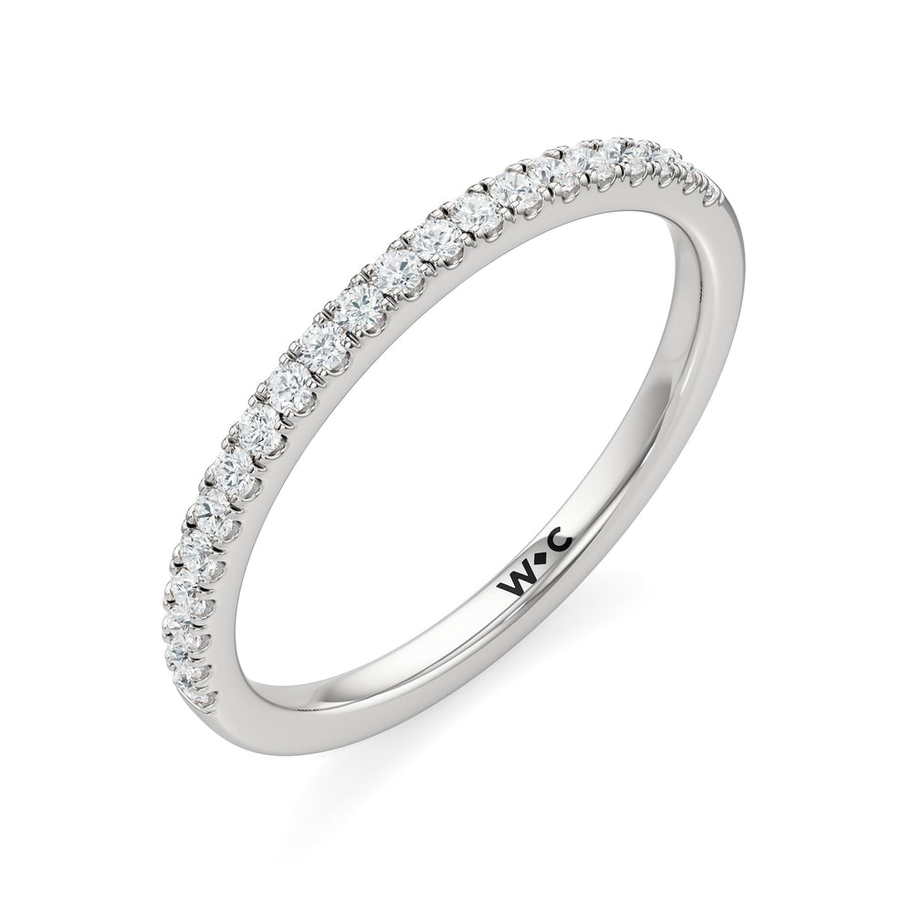 The Alice Diamond Wedding Band with Platinum Cut Diamond in 14KT Platinum view 3
