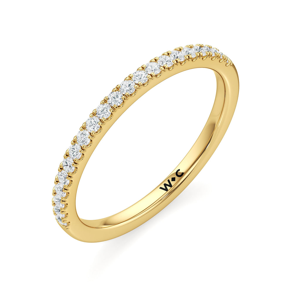 The Alice Diamond Wedding Band with 18KT Yellow Gold Cut Diamond in 14KT Yellow Gold view 3
