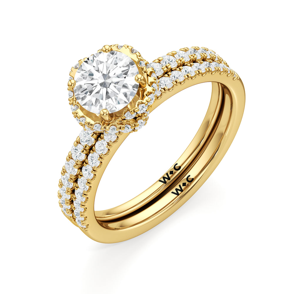 The Alice Diamond Wedding Band with 18KT Yellow Gold Cut Diamond in 14KT Yellow Gold view 4
