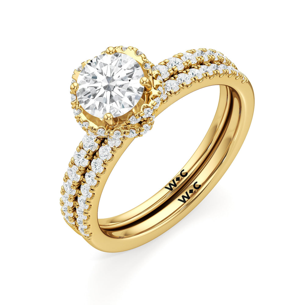 The Alice Diamond Wedding Band with 18KT Yellow Gold Cut Diamond in 14KT Yellow Gold view 4
