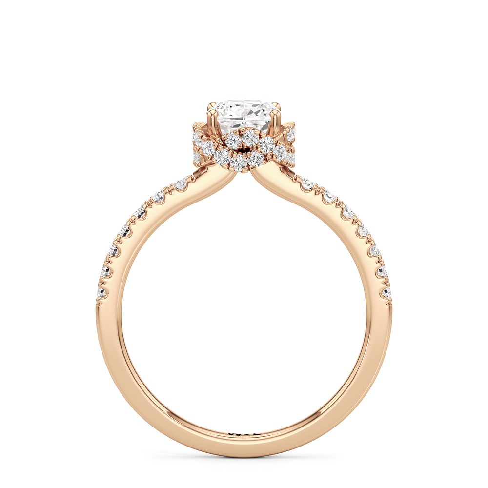 The Alice Engagement Ring with Cushion Cut Diamond in 14KT Rose Gold view 2
