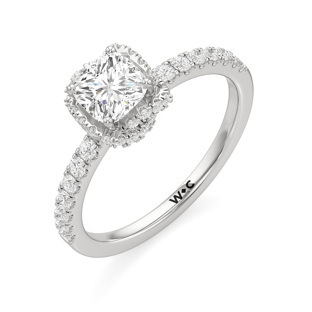 The Alice Engagement Ring with Cushion Cut Diamond in 14KT Platinum view 3
