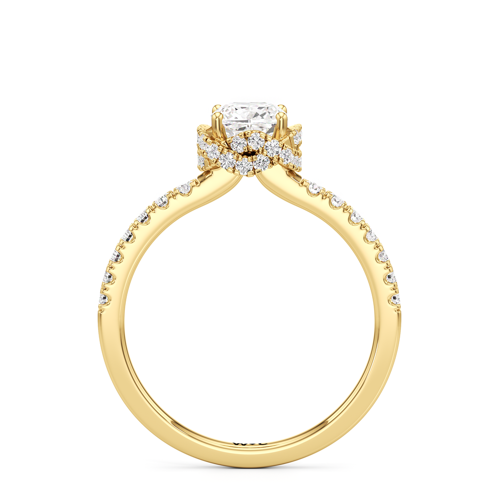 The Alice Engagement Ring with Cushion Cut Diamond in 14KT Yellow Gold view 2
