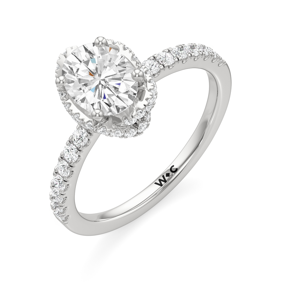 The Alice Engagement Ring with Oval Cut Diamond in 14KT Platinum view 3

