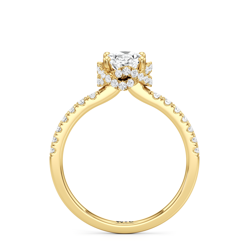The Alice Engagement Ring with Oval Cut Diamond in 14KT Yellow Gold view 2
