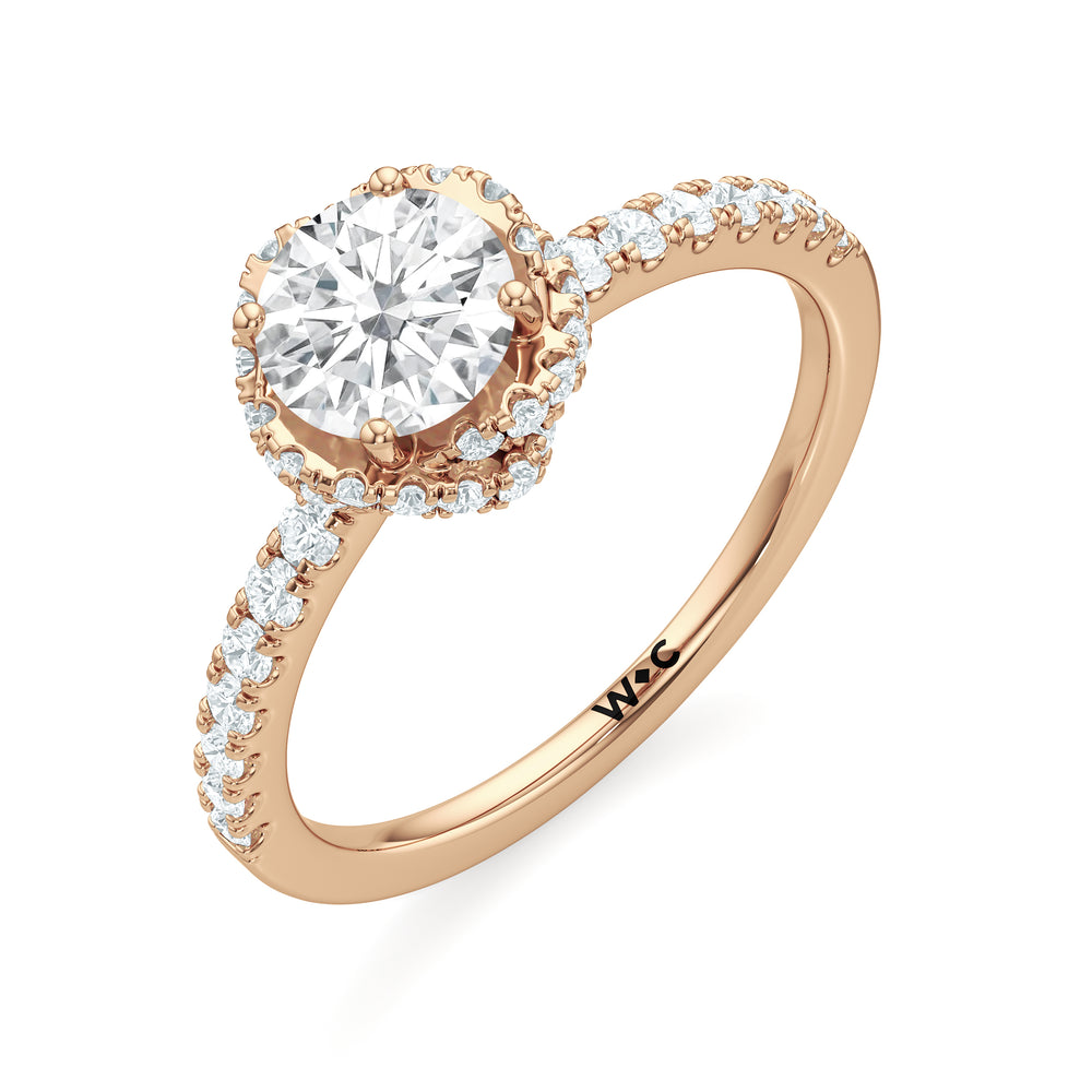 The Alice Engagement Ring with Round Cut Diamond in 14KT Rose Gold view 3
