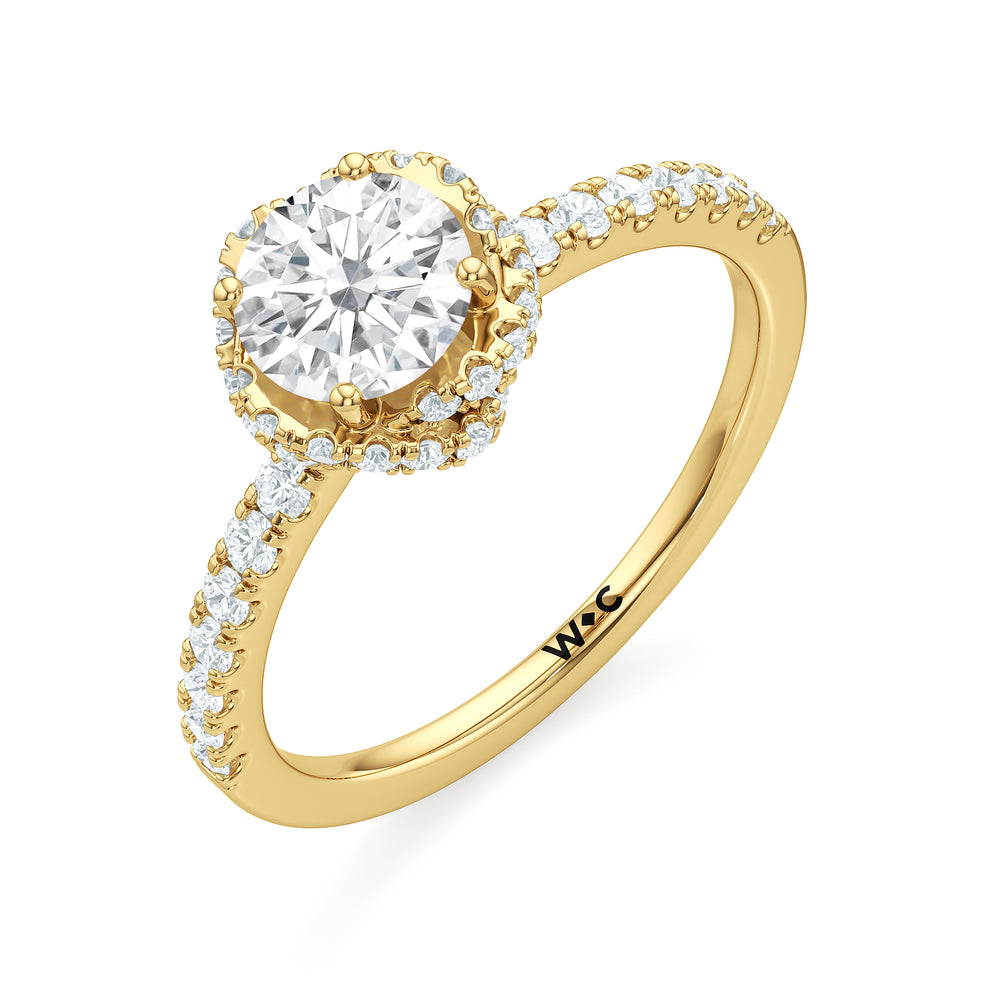 The Alice Engagement Ring with Round Cut Diamond in 14KT Yellow Gold view 3
