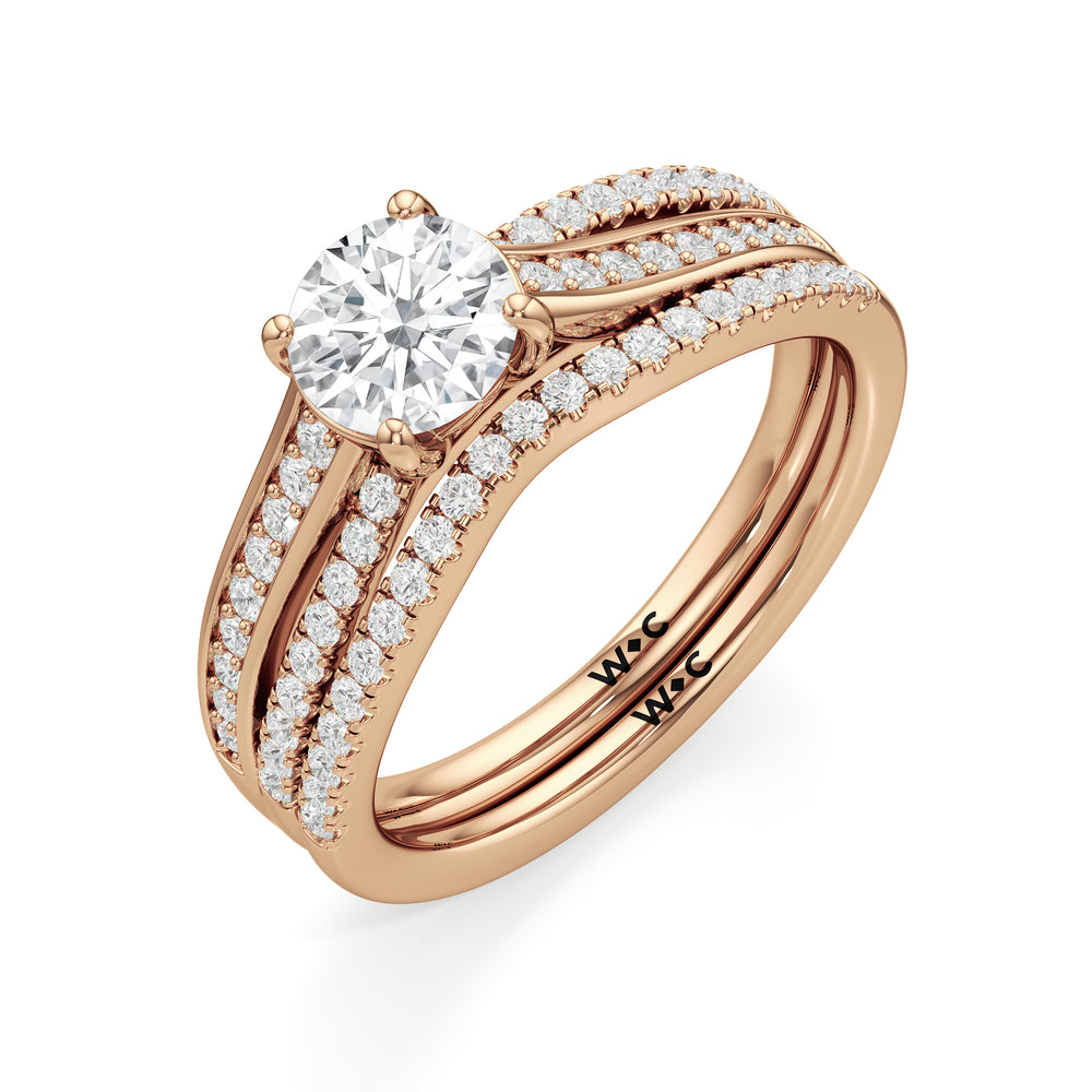 The Amelia Diamond Wedding Band with 18KT Rose Gold Cut Diamond in 14KT Rose Gold view 4
