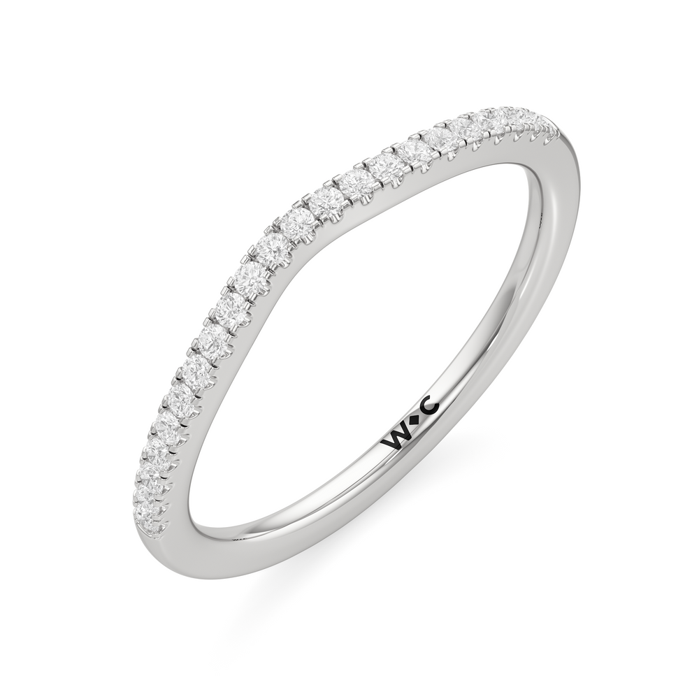 The Amelia Diamond Wedding Band with Platinum Cut Diamond in 14KT Platinum view 3
