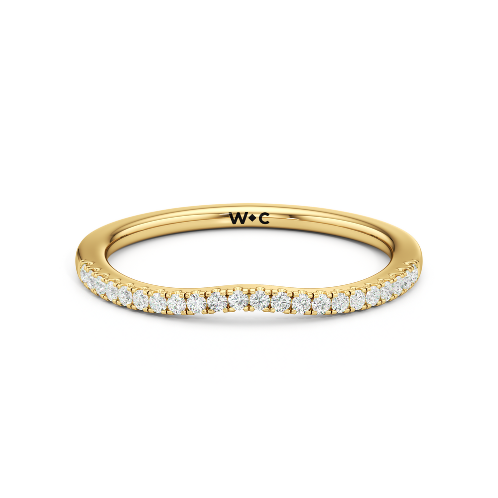 The Amelia Diamond Wedding Band with 18KT Yellow Gold Cut Diamond in 14KT Yellow Gold view 1
