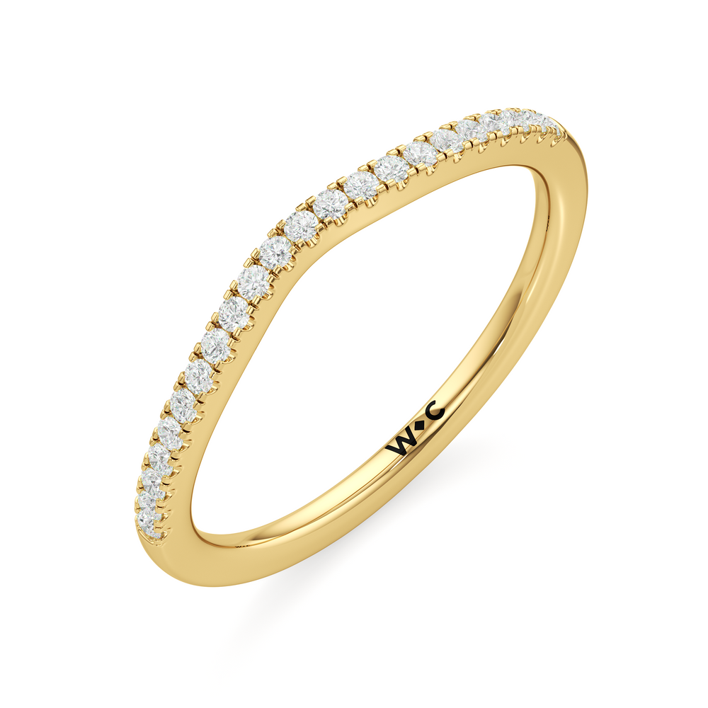 The Amelia Diamond Wedding Band with 18KT Yellow Gold Cut Diamond in 14KT Yellow Gold view 3

