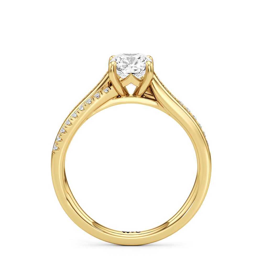 The Amelia Engagement Ring with Cushion Cut Diamond in 14KT Yellow Gold view 2
