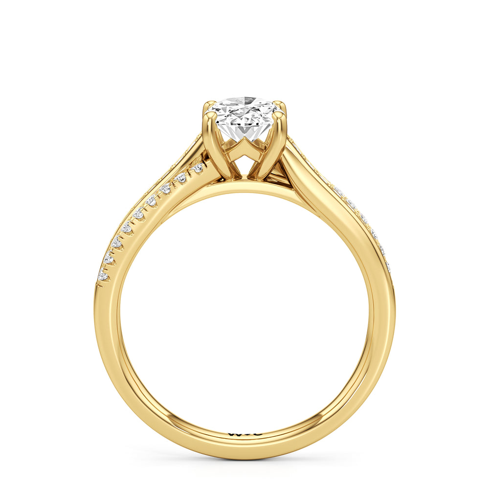 The Amelia Engagement Ring with Oval Cut Diamond in 14KT Yellow Gold view 2
