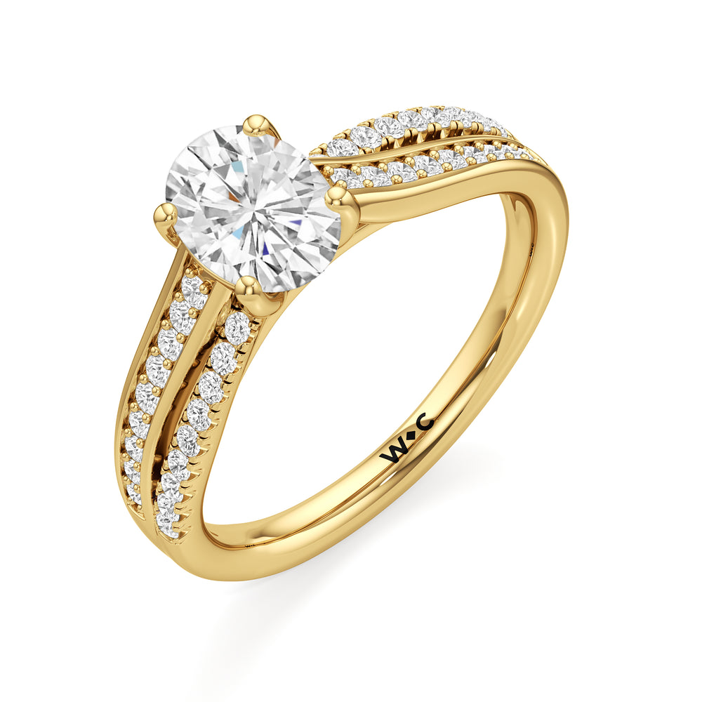 The Amelia Engagement Ring with Oval Cut Diamond in 14KT Yellow Gold view 3
