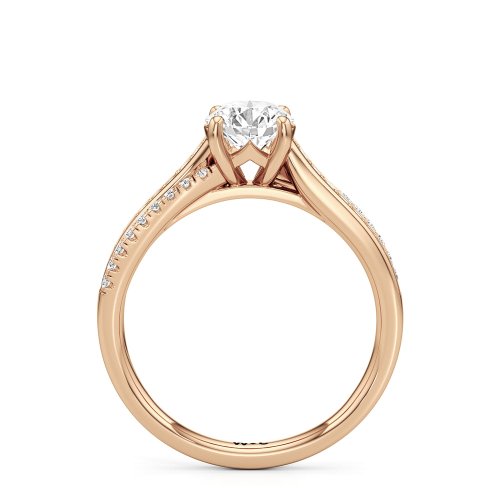 The Amelia Engagement Ring with Round Cut Diamond in 14KT Rose Gold view 2
