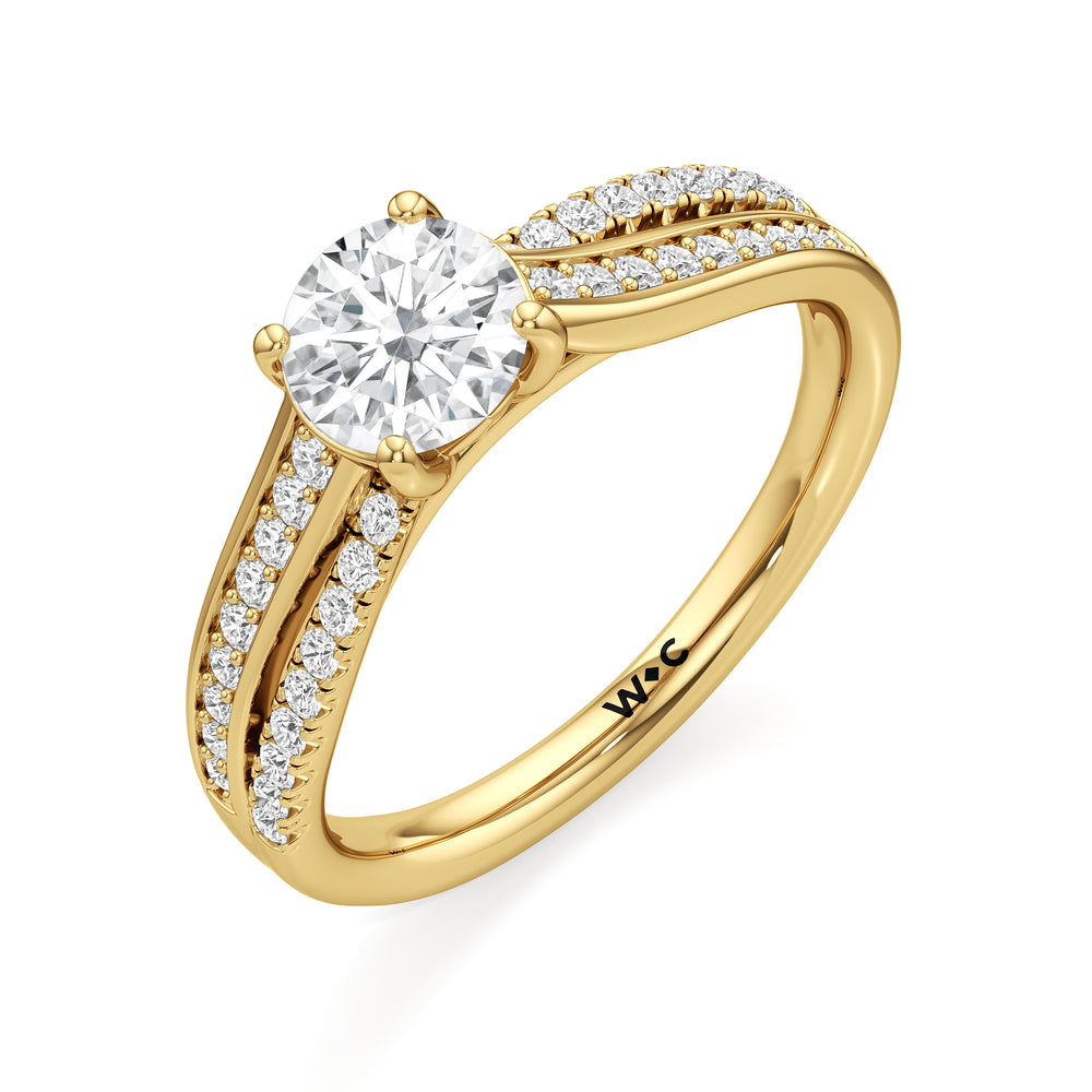 The Amelia Engagement Ring with Round Cut Diamond in 14KT Yellow Gold view 3
