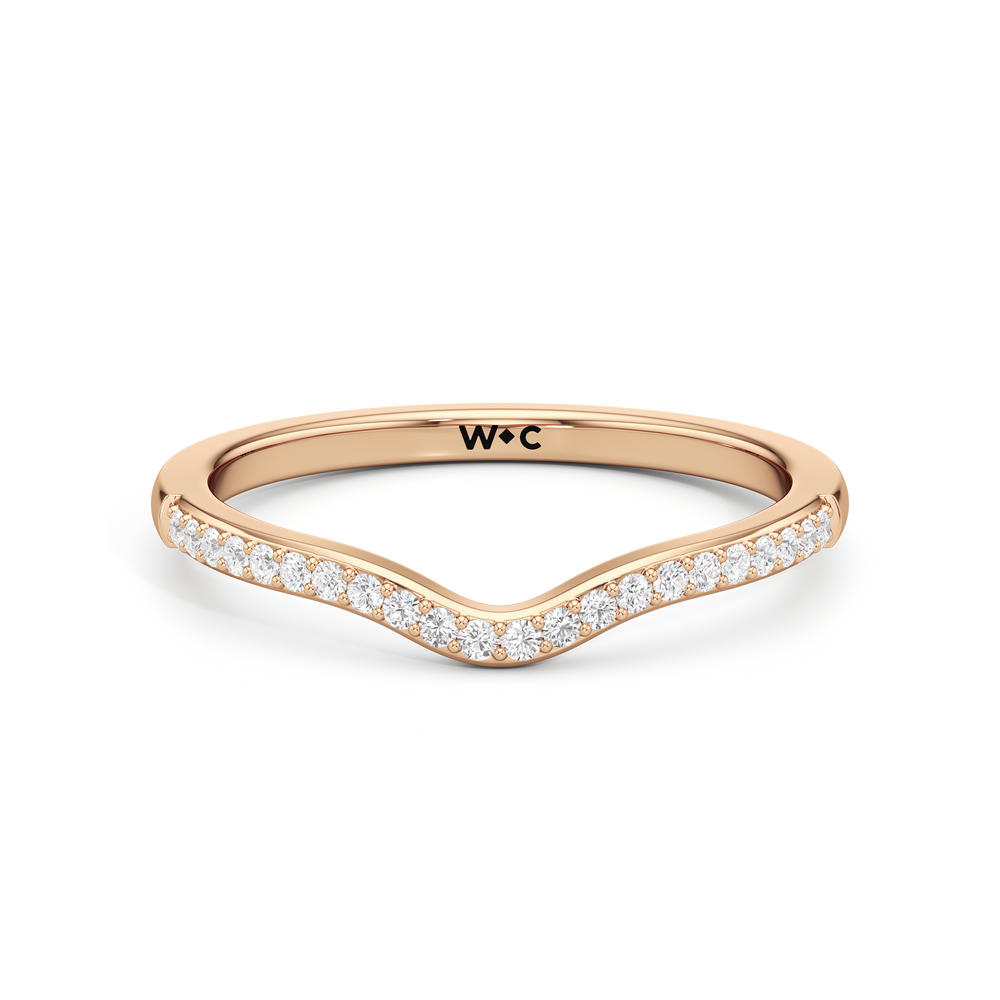 The Quincy Diamond Wedding Band with 18KT Rose Gold Cut Diamond in 14KT Rose Gold view 1
