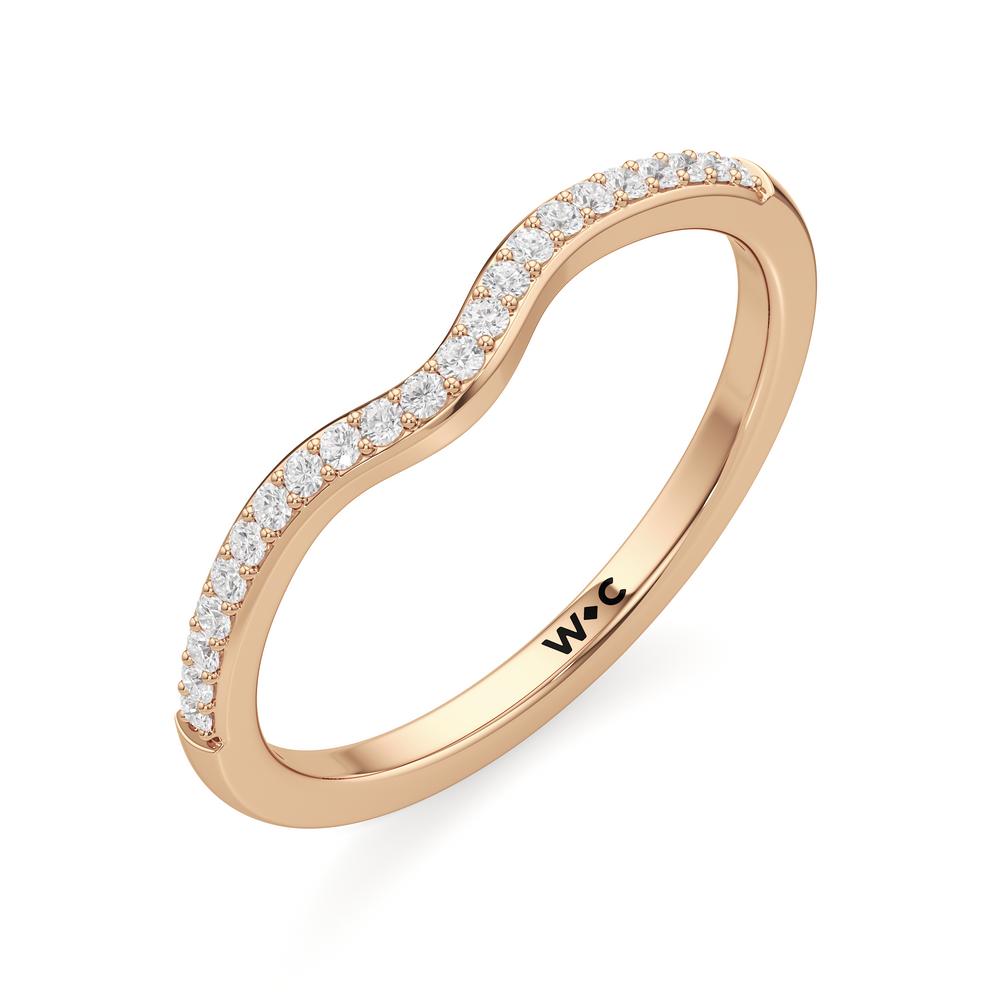 The Quincy Diamond Wedding Band with 18KT Rose Gold Cut Diamond in 14KT Rose Gold view 3
