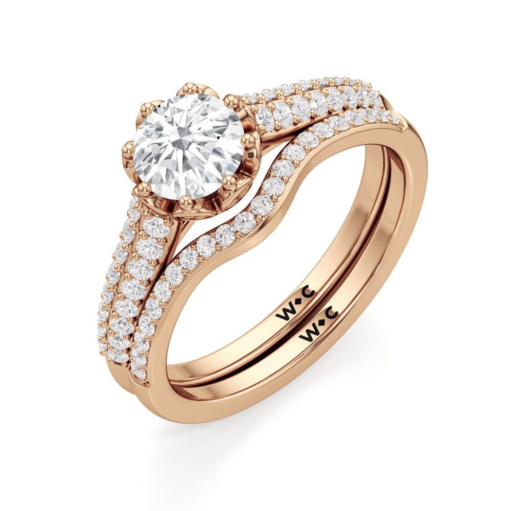The Quincy Diamond Wedding Band with 18KT Rose Gold Cut Diamond in 14KT Rose Gold view 4
