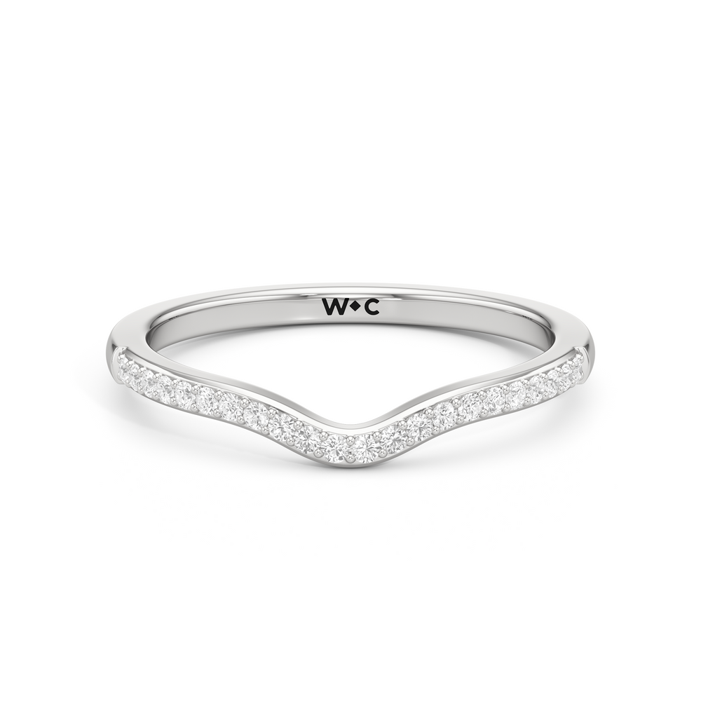 The Quincy Diamond Wedding Band with Platinum Cut Diamond in 14KT Platinum view 1
