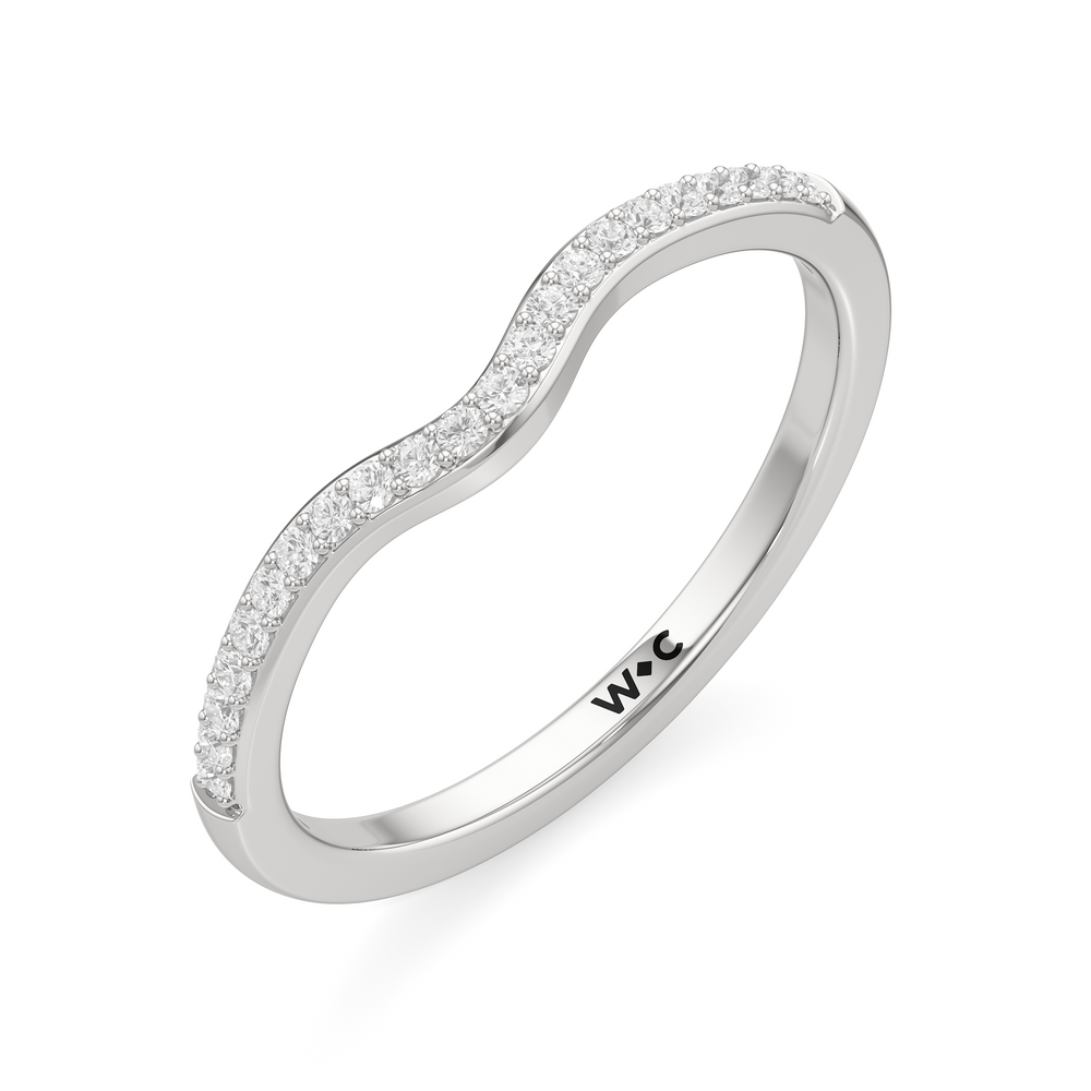 The Quincy Diamond Wedding Band with Platinum Cut Diamond in 14KT Platinum view 3
