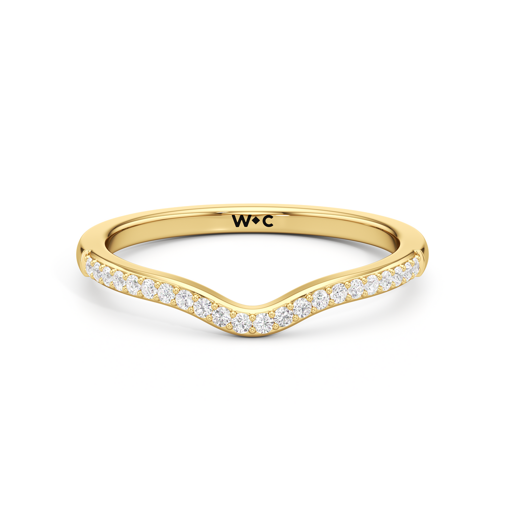 The Quincy Diamond Wedding Band with 18KT Yellow Gold Cut Diamond in 14KT Yellow Gold view 1
