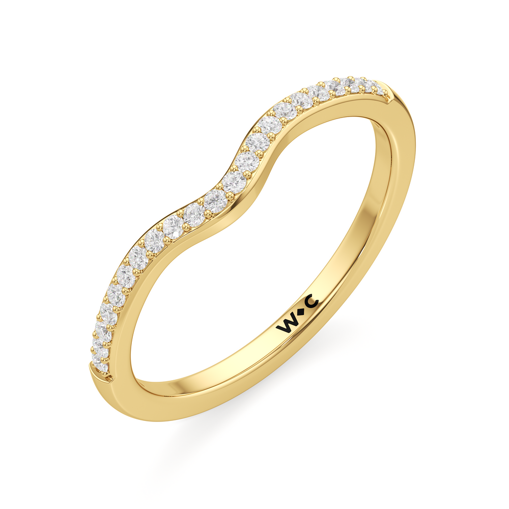 The Quincy Diamond Wedding Band with 18KT Yellow Gold Cut Diamond in 14KT Yellow Gold view 3
