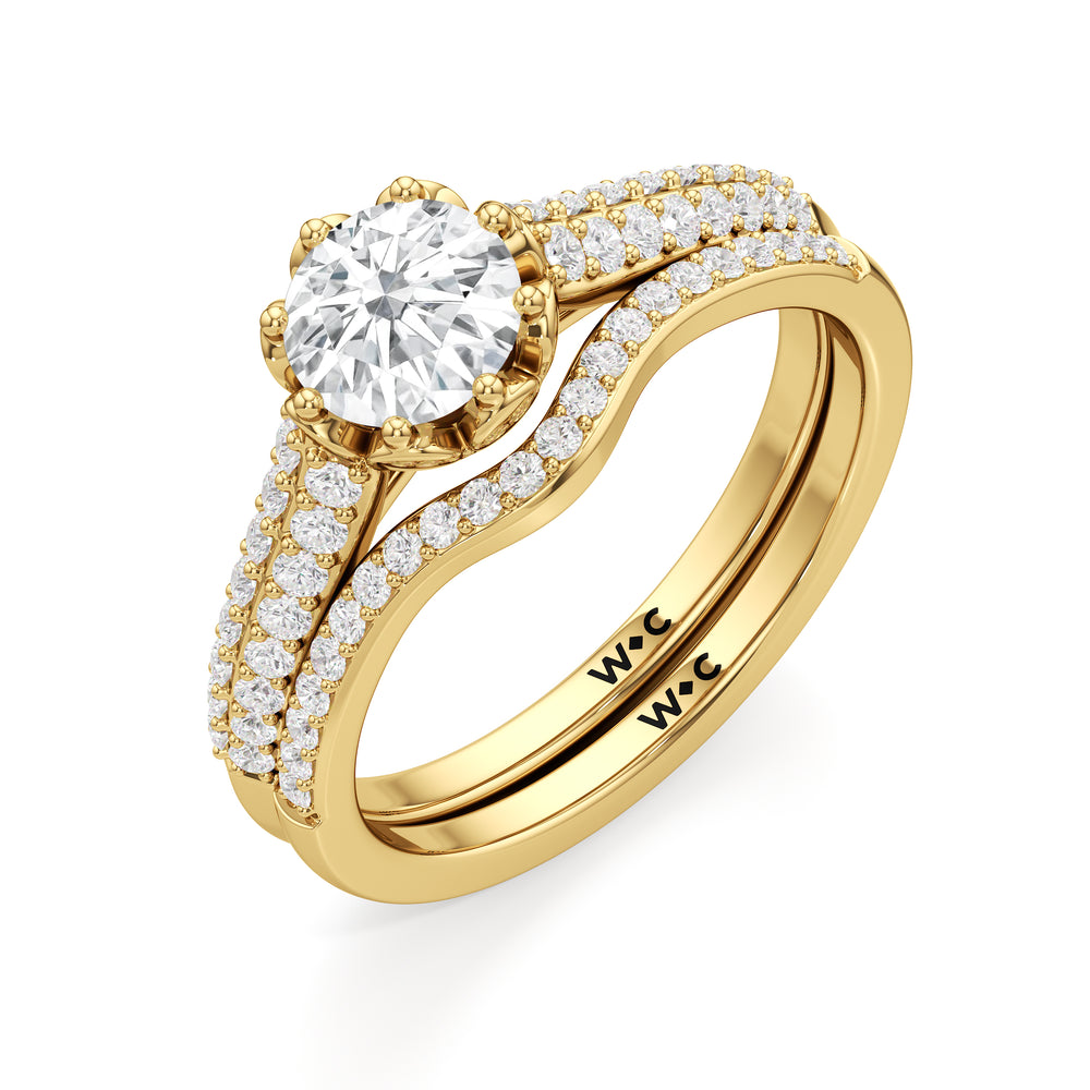 The Quincy Diamond Wedding Band with 18KT Yellow Gold Cut Diamond in 14KT Yellow Gold view 4
