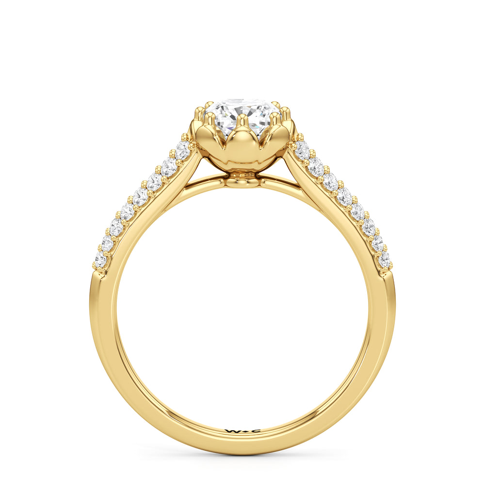 The Quincy Engagement Ring with Cushion Cut Diamond in 14KT Yellow Gold view 2
