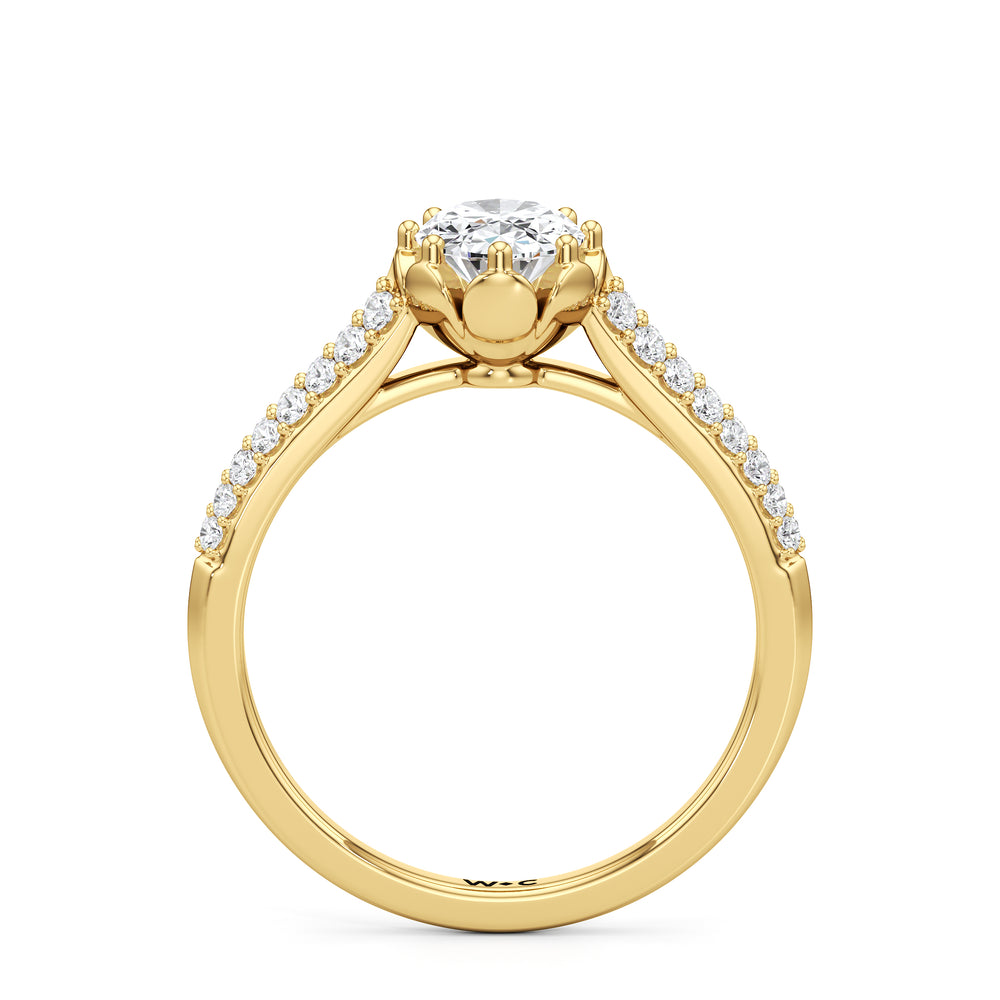 The Quincy Engagement Ring with Oval Cut Diamond in 14KT Yellow Gold view 2
