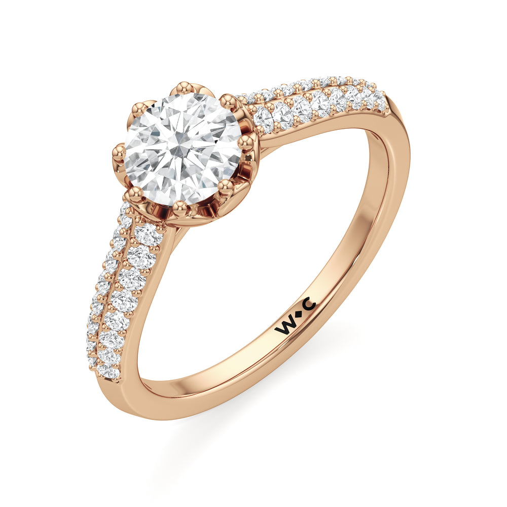 The Quincy Engagement Ring with Round Cut Diamond in 14KT Rose Gold view 3
