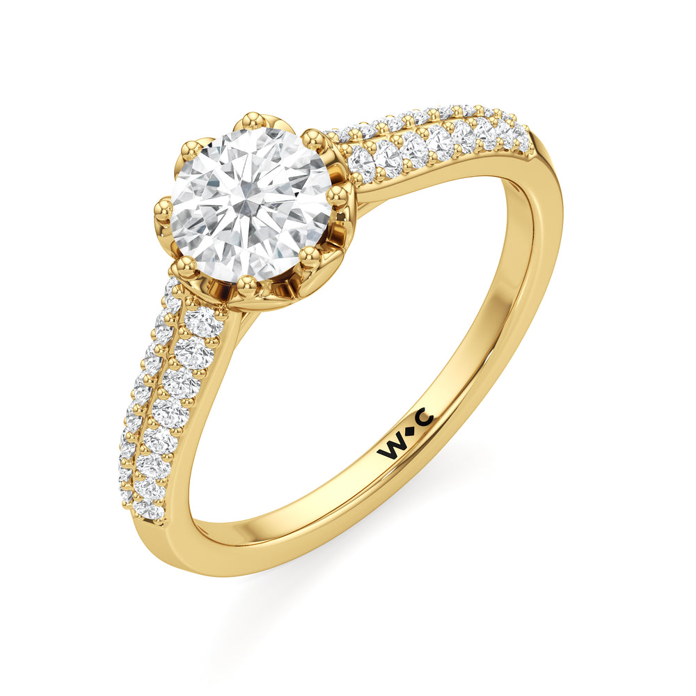 The Quincy Engagement Ring with Round Cut Diamond in 14KT Yellow Gold view 3
