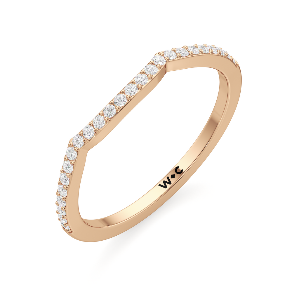 The Claire Diamond Wedding Band with 18KT Rose Gold Cut Diamond in 14KT Rose Gold view 3
