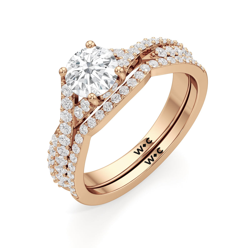 The Claire Diamond Wedding Band with 18KT Rose Gold Cut Diamond in 14KT Rose Gold view 4
